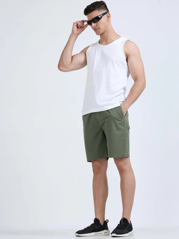 Men Shorts Cotton Green