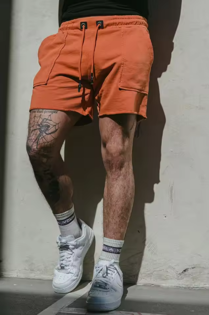 Men Shorts Woolen Rust